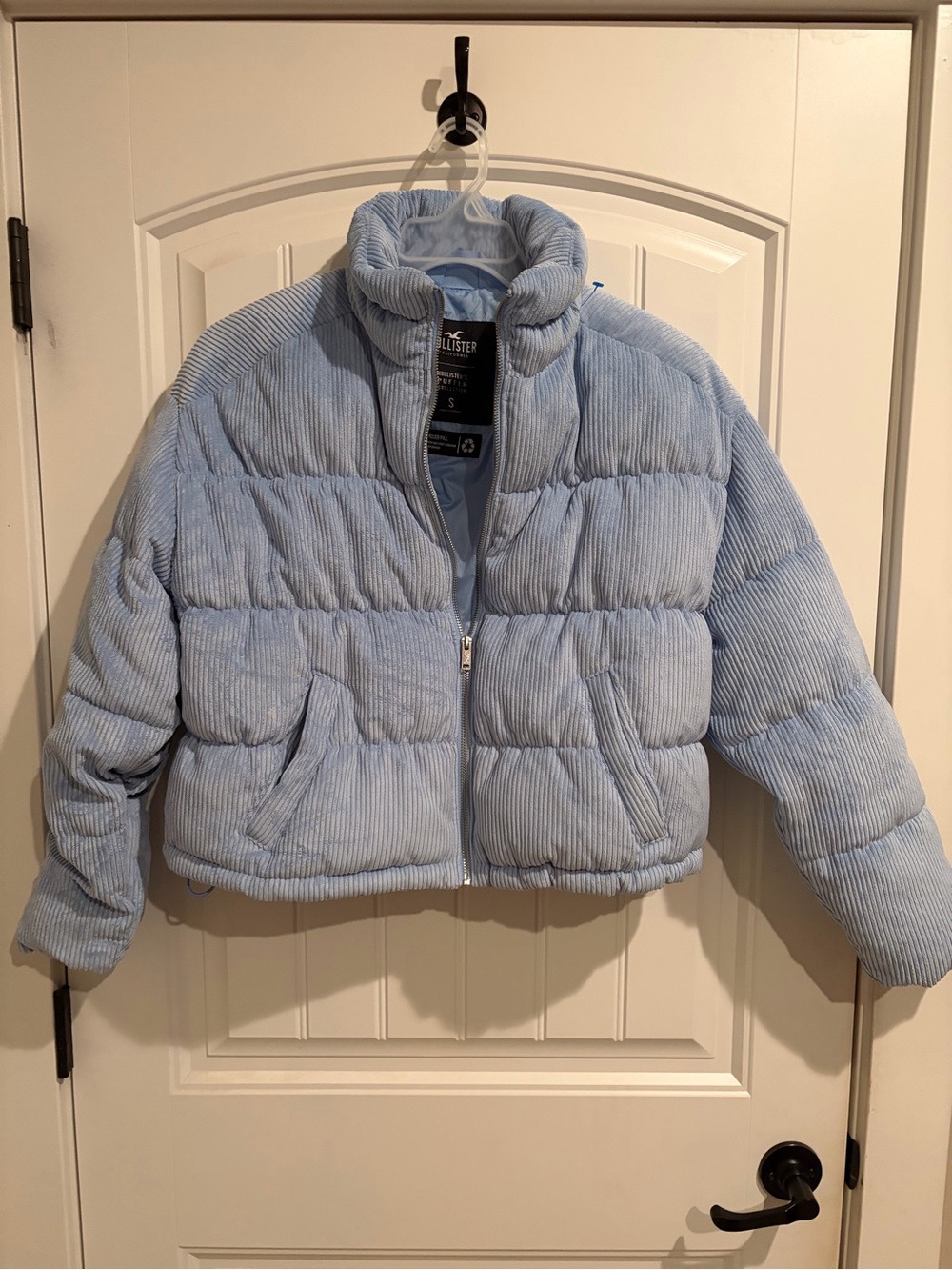 Hollister Pale Blue Corduroy Puffer Jacket